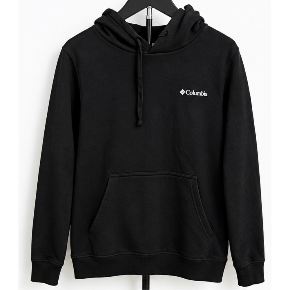 Columbia Mens Black Logo Sleeve Graphic Pullover Hoodie Sweatshirt AM5782 Small